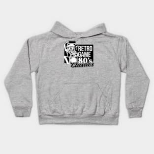 Retro Game Machine In Black And White Kids Hoodie